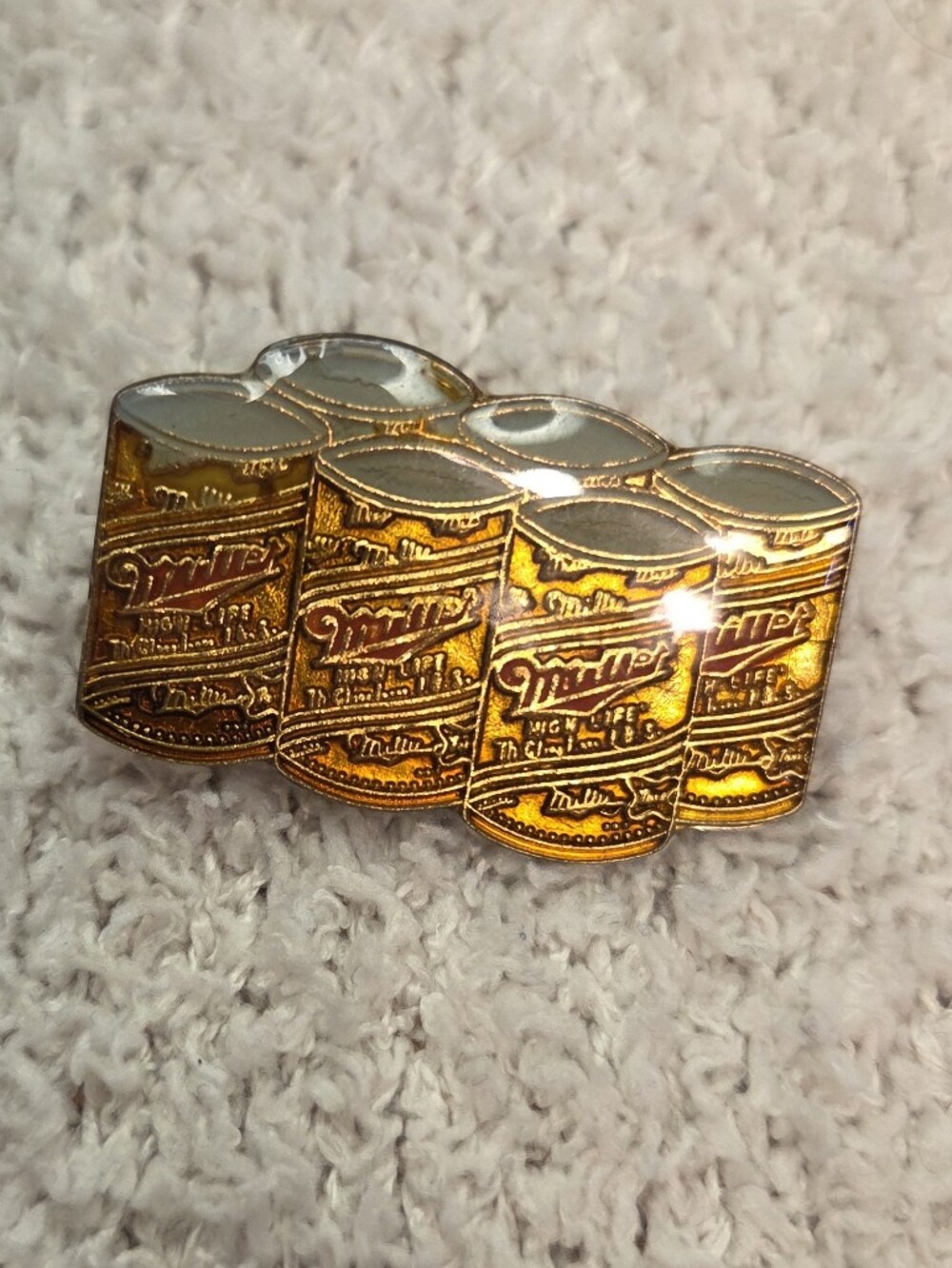 Vintage Miller High Life Beer Cans Enamel Lapel Pin Retro Brewery Collectible